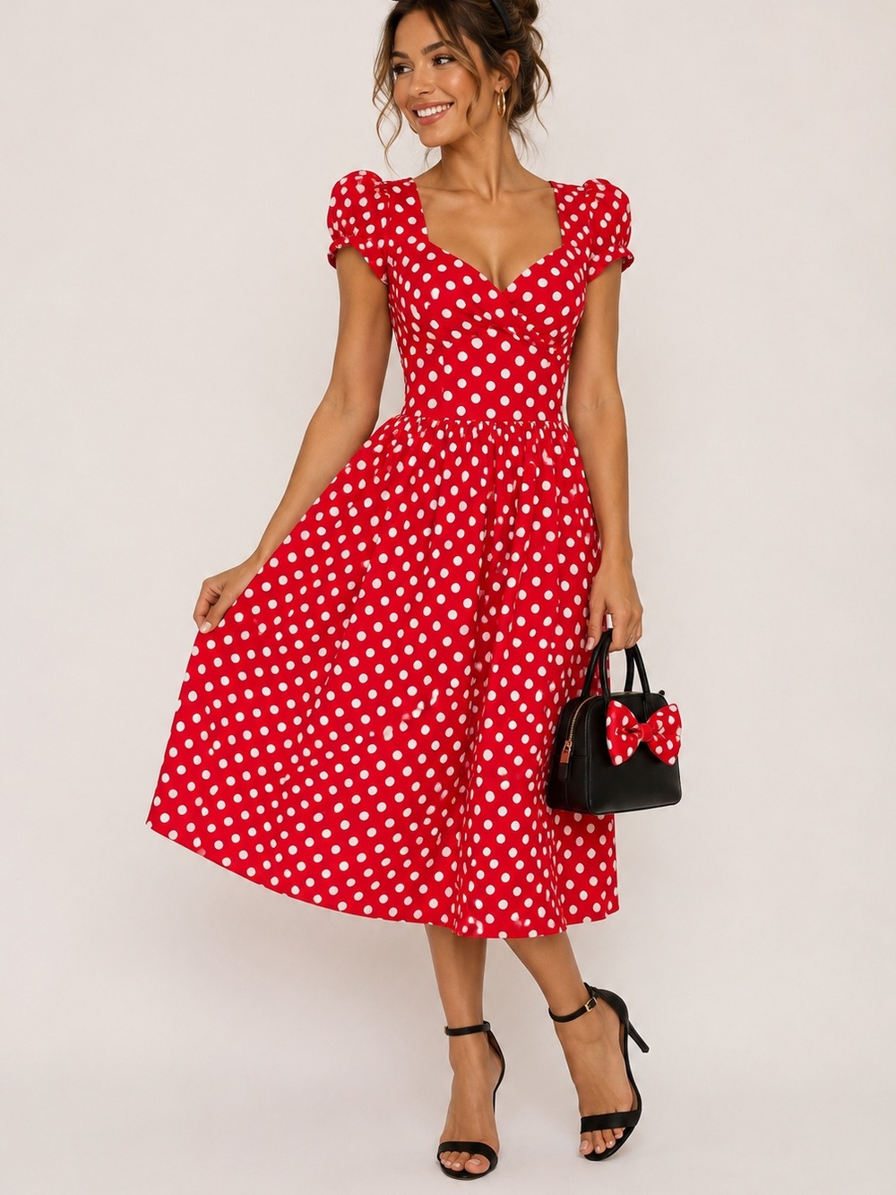 MUXXN Red Polka Dot Fit-and-Flare Dress S/M